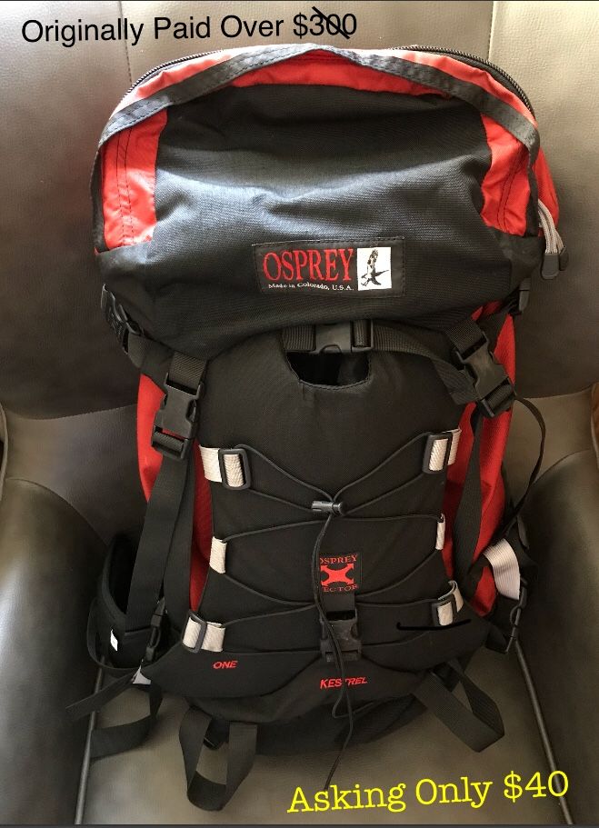 Osprey Vector One Kestrel Large Red & Black Technical Hiking / Camping / Mountains Climbing / Bike Riding Backpack / Travel Pack