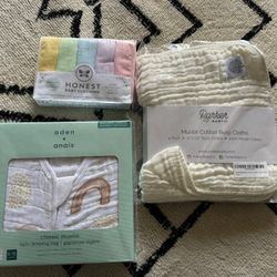 Baby Essentials Bundle – Organic & Muslin Cotton – Brand New!