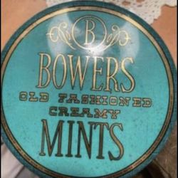 1950’s. Vintage Bowers Old Fashioned Creamy Mints Metal Tin Can.