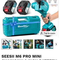 MINI CHAINSAW m6 pro 6 INCH BATTERY POWERED 2 4000 MAH works with Makita batteries NEW