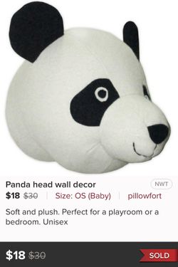 Plush panda head wall decor 30$ value