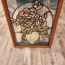 FLOWER'S IN VASE STAIN GLASS PICTURE