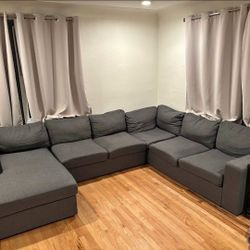 6 Seat Gray Sectional Sofa- Free Delivery 