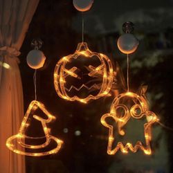 Brand new Halloween Decoration Lights-3Pcs Window Decor Lamp Set with Suction Cup, Orange Ghost,Hat,Pumpkin, Cute Holiday Decor for Indoor Outdoor Hom
