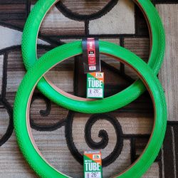 NEW Bicycle Bmx Cruiser Tires 26" Solid Green
