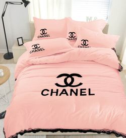 pink and black chanel comforter set