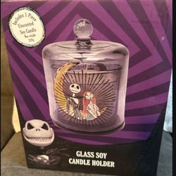 Nightmare Before Christmas Glass SOY CANDLE HOLDER - Includes Candle 