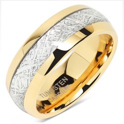 Men's Women's 8mm Tungsten Carbide Metoriote Inspired Polished Comfort-Fit Engagement Wedding Band