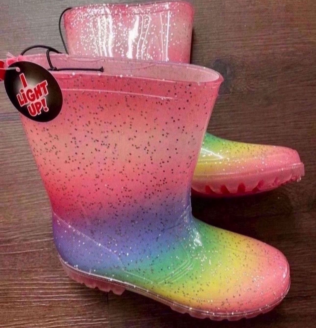 New Lighting Up Girls Rain Boots, Size 2-3