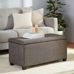 Grey Upholstered Storage Ottoman Bench – Charcoal