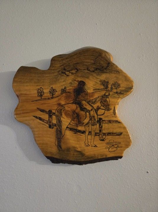 Country Cowgirl On Her Horse , Made From A Real Tree Seriously Wall Decoration