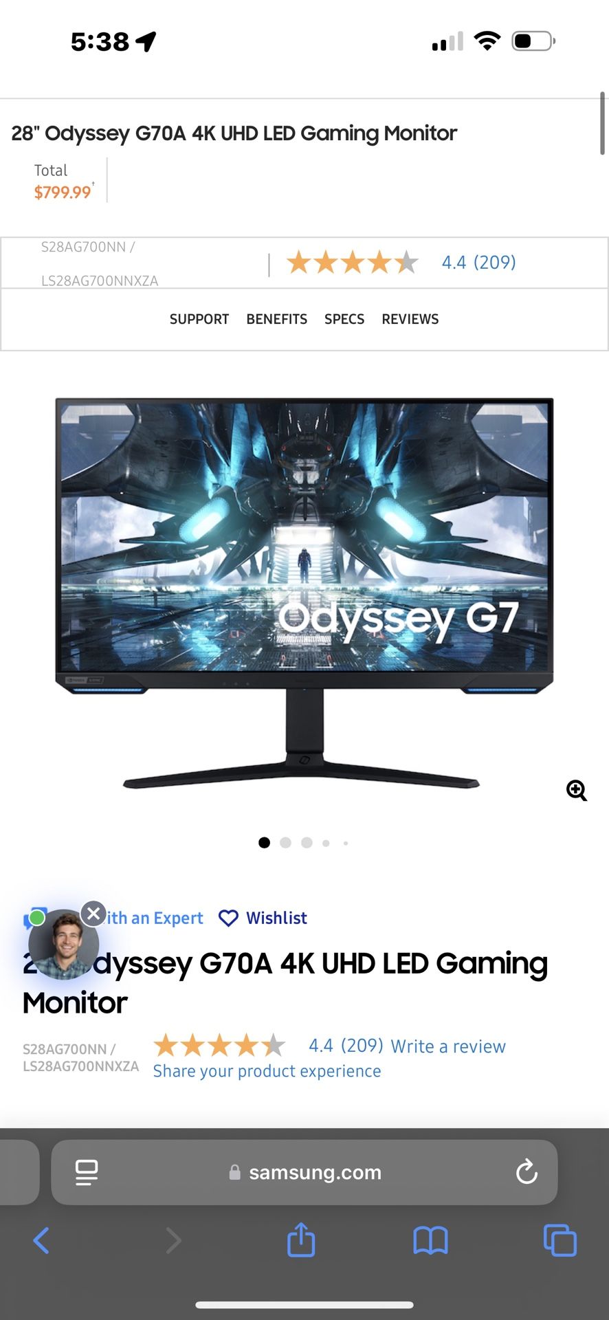 GAMING MONITOR HIGH GAMA! Samsung 28’ Odyssey S28AG700NN.