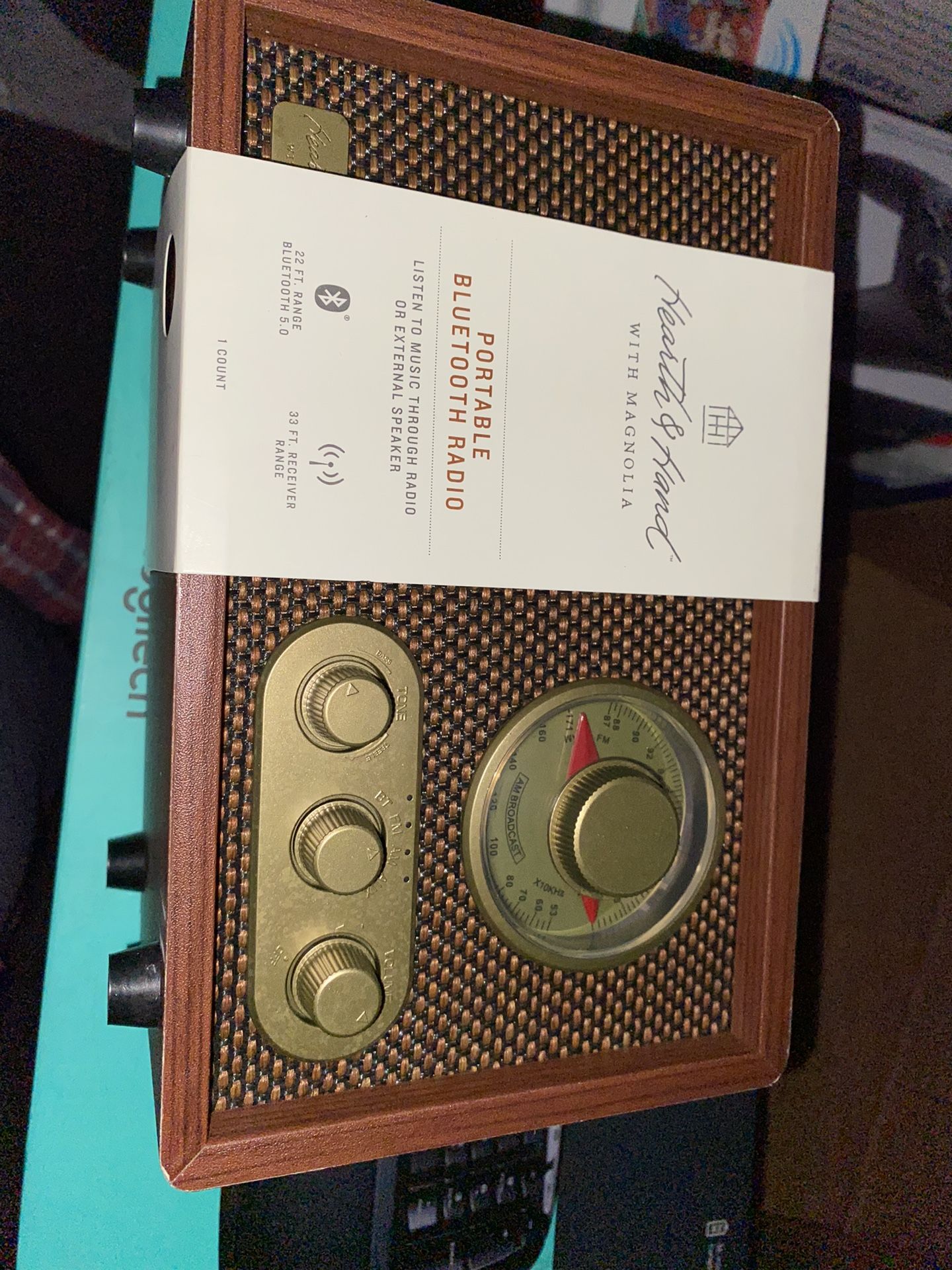 Portable AM/FM Bluetooth Radio Tonal Brown - Hearth & Hand™ with Magnolia