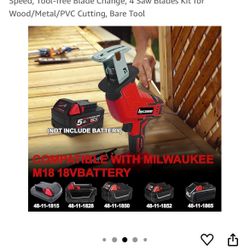 RECIPROCATING SAW BRUSHLESS COMPATIBLE WITH MILWAKEE 18V SERRUCHO COMPATIBLE CON BATERÍAS MILWAUKEE 18v No incluye baterías.  Motores nuevos sin broch