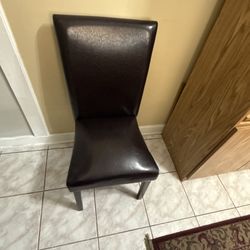 Dark Brown Leather Dining Chair
