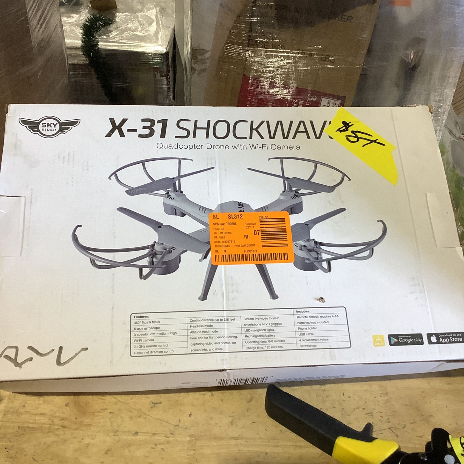 SKY RIDER Pro Quadcopter Drone with WiFi Camera, Remote and Phone