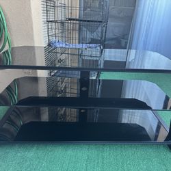 Black Tempered Glass TV Stand 