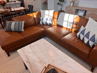 Light Brown Leather Sectional Couch
