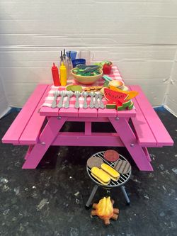 Our Generation Picnic Table Set with Play Food Accessories for 18" dolls