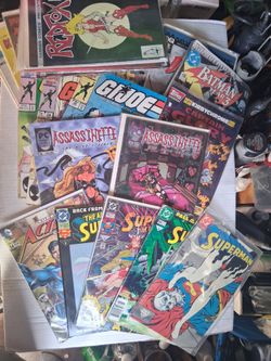 Comic books there l Iike 30-35. Superman ,Batman, as you can see whats there ..they all been clean ,wrapped.