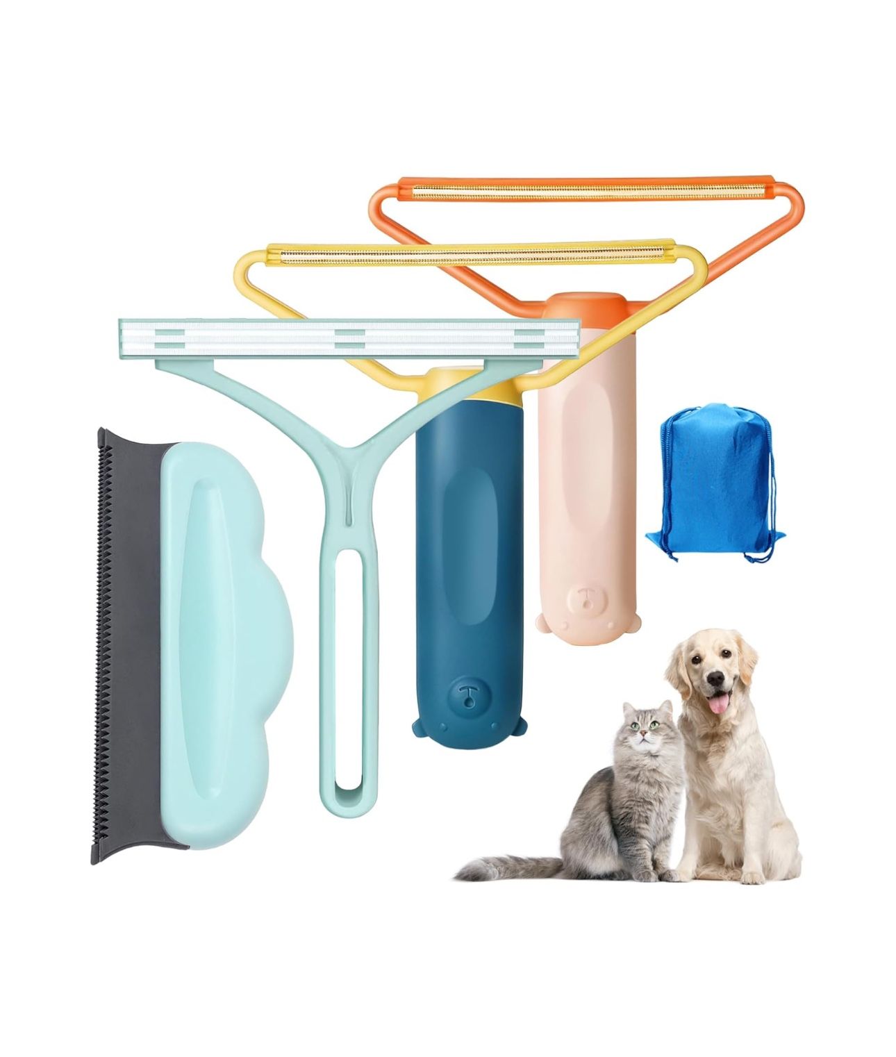 Pet Hair Removal Tool, 4 PCS Dog Hair Remover for Couch, Efficient Pet Hair Remover for Furniture, Reusable Carpet Scraper, Carpet Hair Removal Tool,