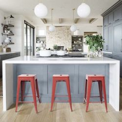 24 Inches Metal Bar Stools High Backless Indoor-Outdoor Counter Height Stackable Stools Set Of 2