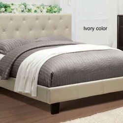 Ivory Color Queen Bed With Nice 10” Orthopedic Supreme Mattress Included 📍 