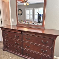 Solid Wood, A Drawer, Dresser With Mirror