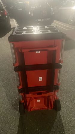 Milwaukee 3 EXTRA LARGE PACKOUT STORAGE BOXES roller carryon