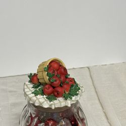 Vintage home interiors jar candle topper with apples basket