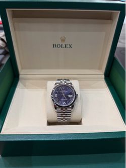 Rolex fresh 126234 36mm diamond on 6&9 complete full set never worn, aubergine dial