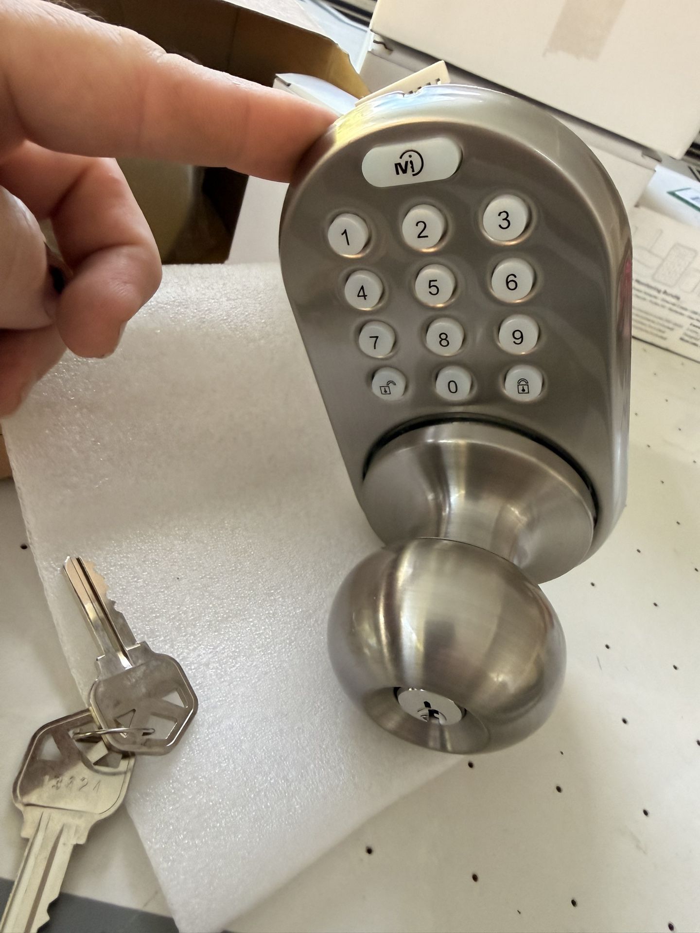 MiLocks DKK-02SN Touchpad Keyed Door Lock, Satin Nickel, DKK-02SN