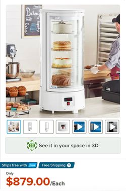 White Countertop Rotating Refrigerated Cake Display