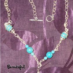 Turquoise Cross Cage Beads Necklace