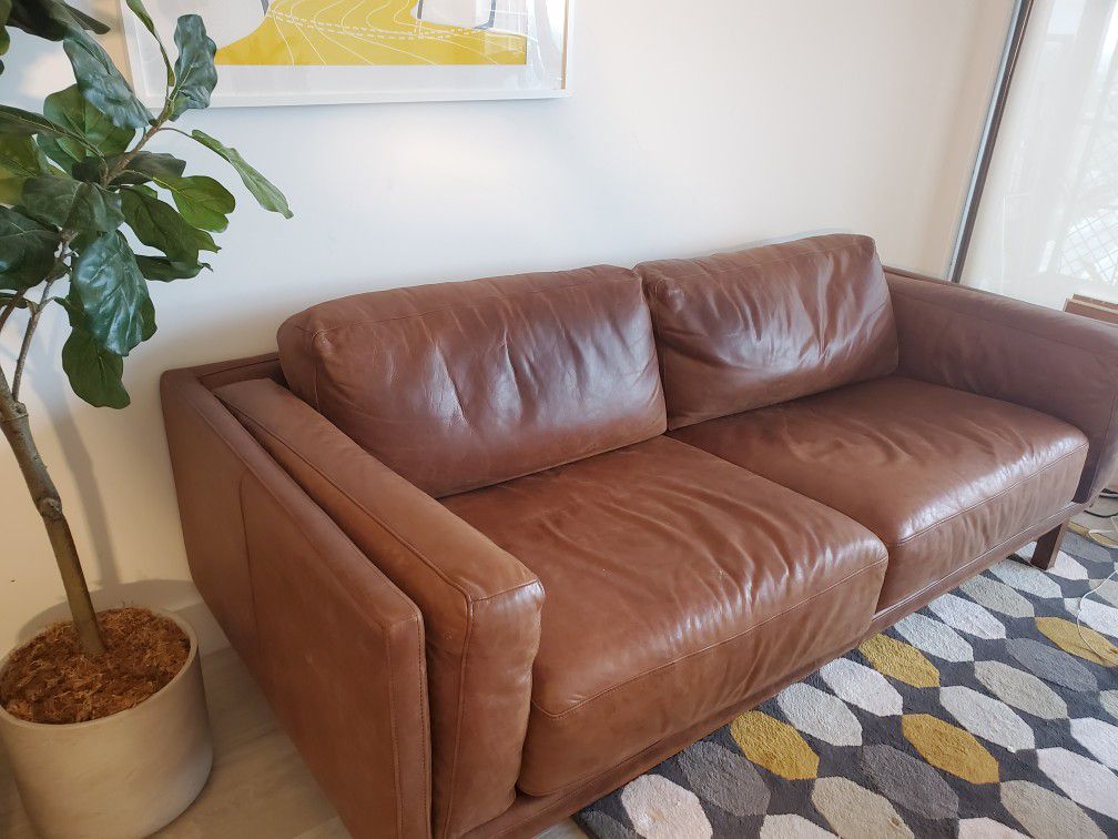 west elm dekalb leather sofa