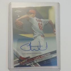 2017 Topps Chrome Blue Refractor #/150 RC Luke Weaver Auto Rookie Card 