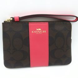 NWT COACH authentic leather wristlet small
