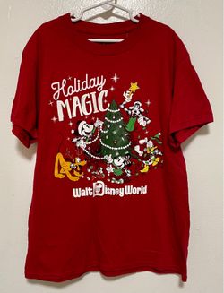 New Disney Parks Holiday Magic Red T Shirt Kids sz M