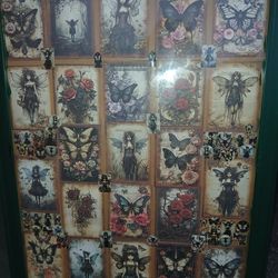 Vintage fairy stickers in frame