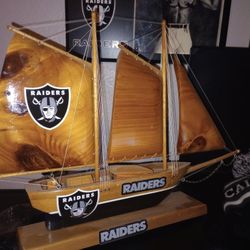 Wooden Ship Model With Raiders Stickers 