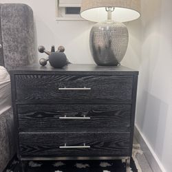 Black And Metal Nightstand Set of 2