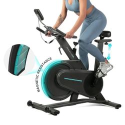 OVICX Magnetic Stationary Bike with Adjustable Professional Handlebar Belt Drive Indoor Cycling Workout Bike for Home Gym

