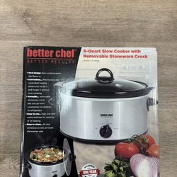 Better Chef 6 Quart Oval Slow Cooker with Removable Stoneware Crock in Stainless Steel Free shipping