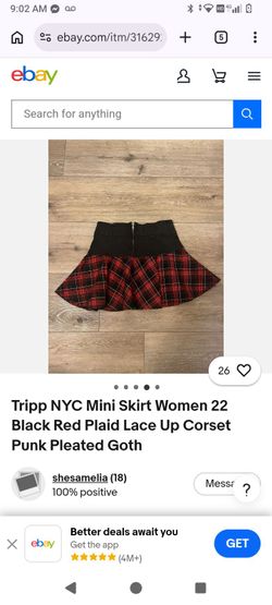 Great Halloween costume. Tripp NYC Black Red Plaid Mini Skirt