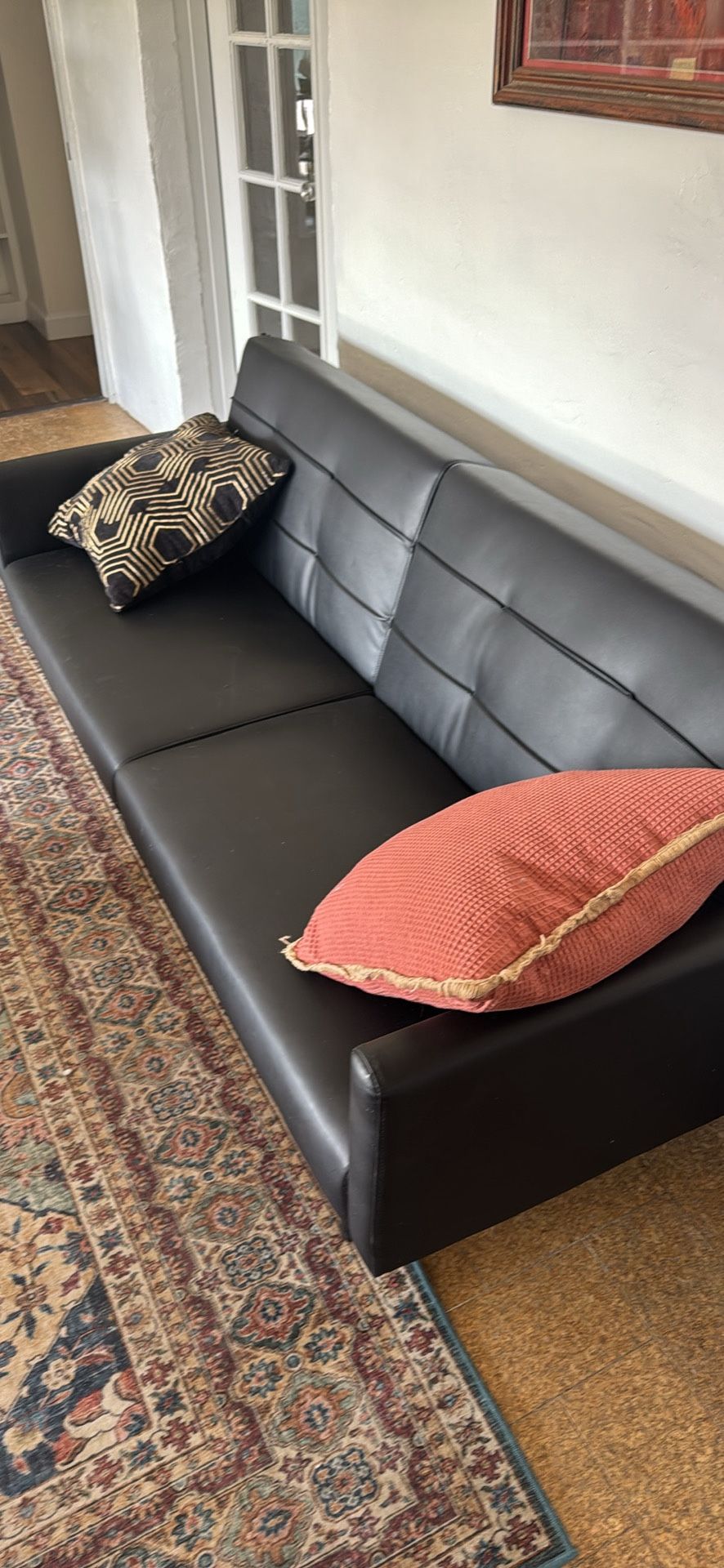 Black Faux Sofa Bed Couch