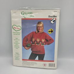 VTG Bucilla Gallery of Stitches Put-Ons Christmas Jolly Reinbears 32770 Applique