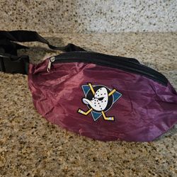 Mighty Ducks Nylon Hockey Fanny Pack Burgundy Clip On