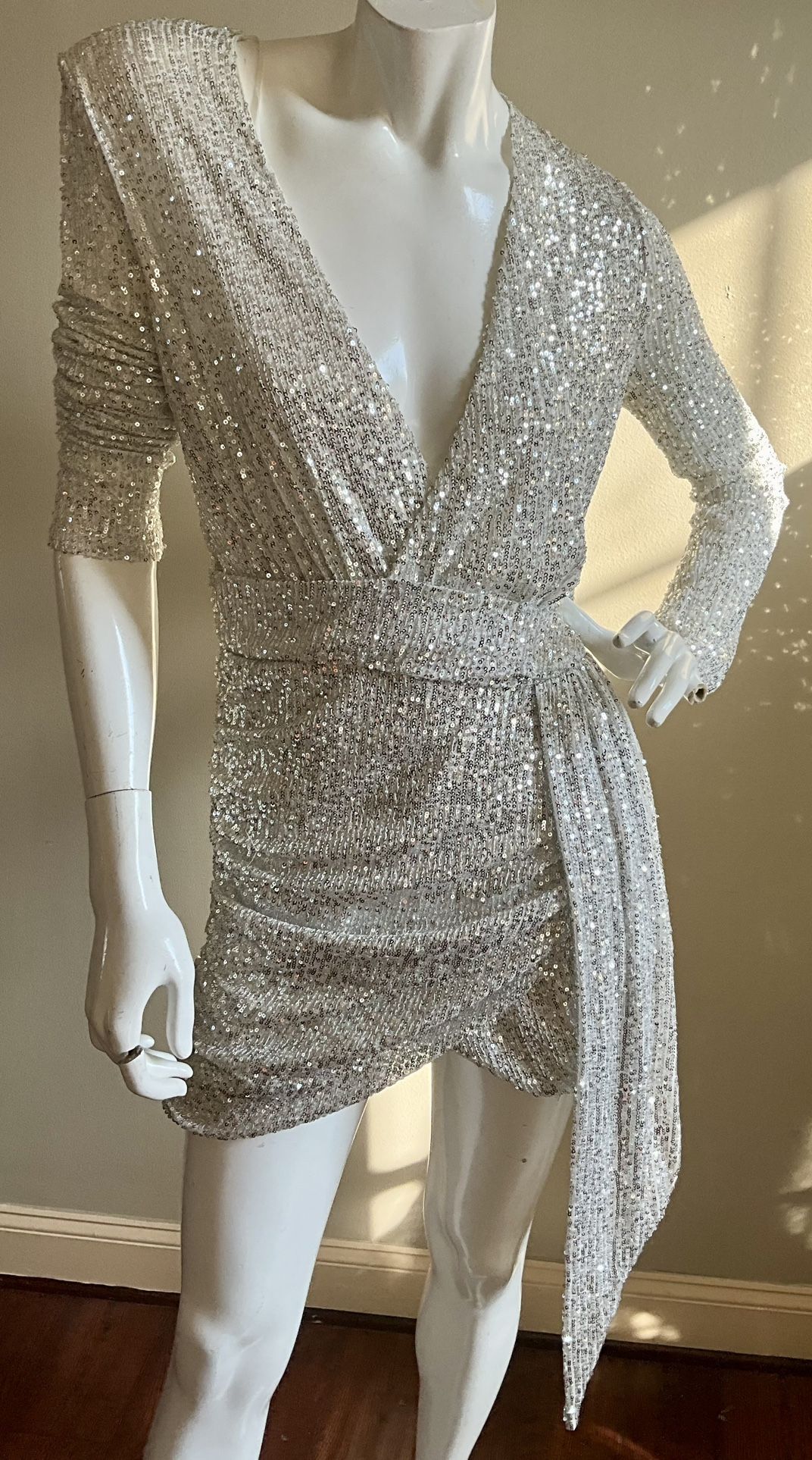 Cute Silver Sequin Party Dress