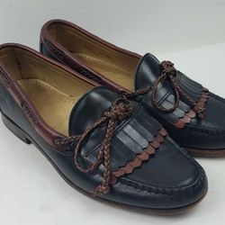 Allen Edmonds Woodstock Mens Sz 8.5 D Black Brown Kiltie Bow Tie Loafers Shoes