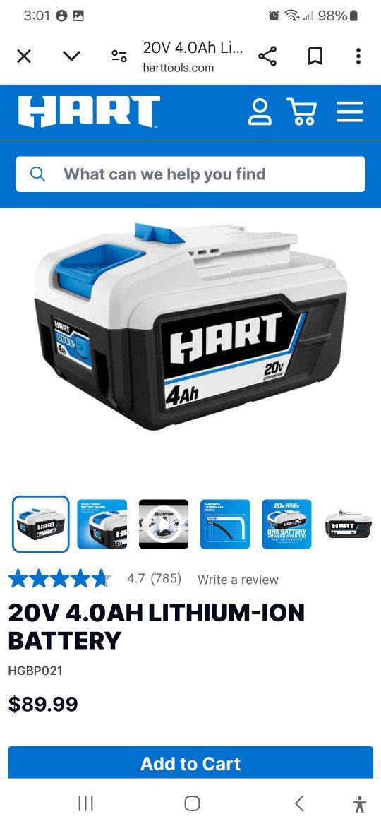 Hart 20v Bsttery
